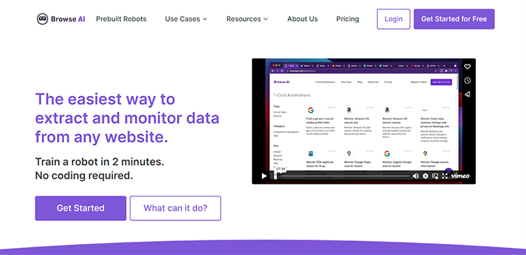 browse ai scrape and monitor website